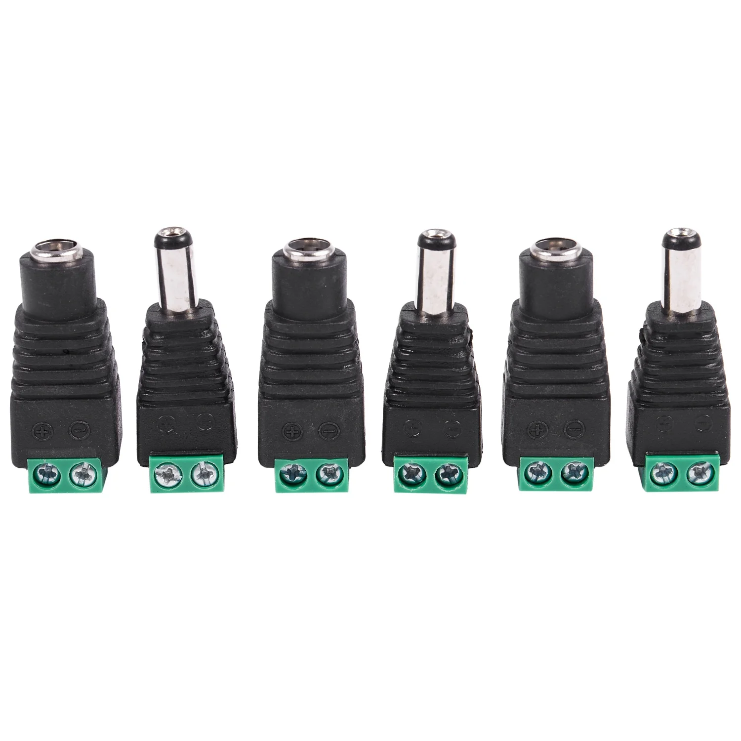 

6 Pcs 5.5X2.1Mm Female + Male CCTV DC Power Connector Adapter Repar Part