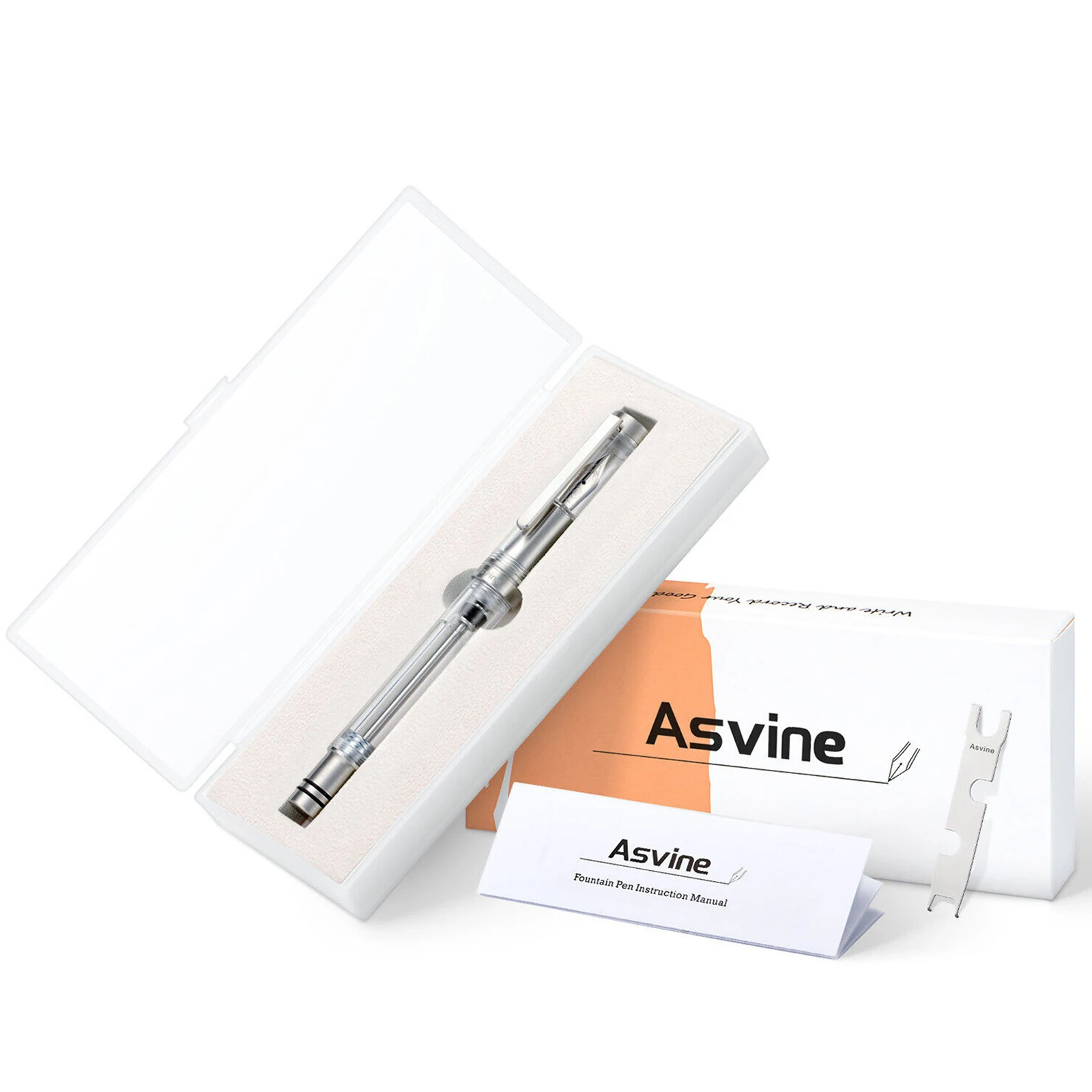 New one for Asvine V200 titanium vacuum filled pen EF/F/ B 0.38/0.5/0.7mm nib transparent transparent acrylic smooth writing pen