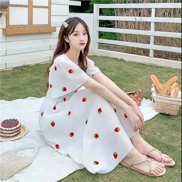[ZEROPLANET] HARUNA RIBBON PUFF DRESS 2colors 韓国人気 Pink Strawberry Dress | Chuu - Loona - Fashion Chingu