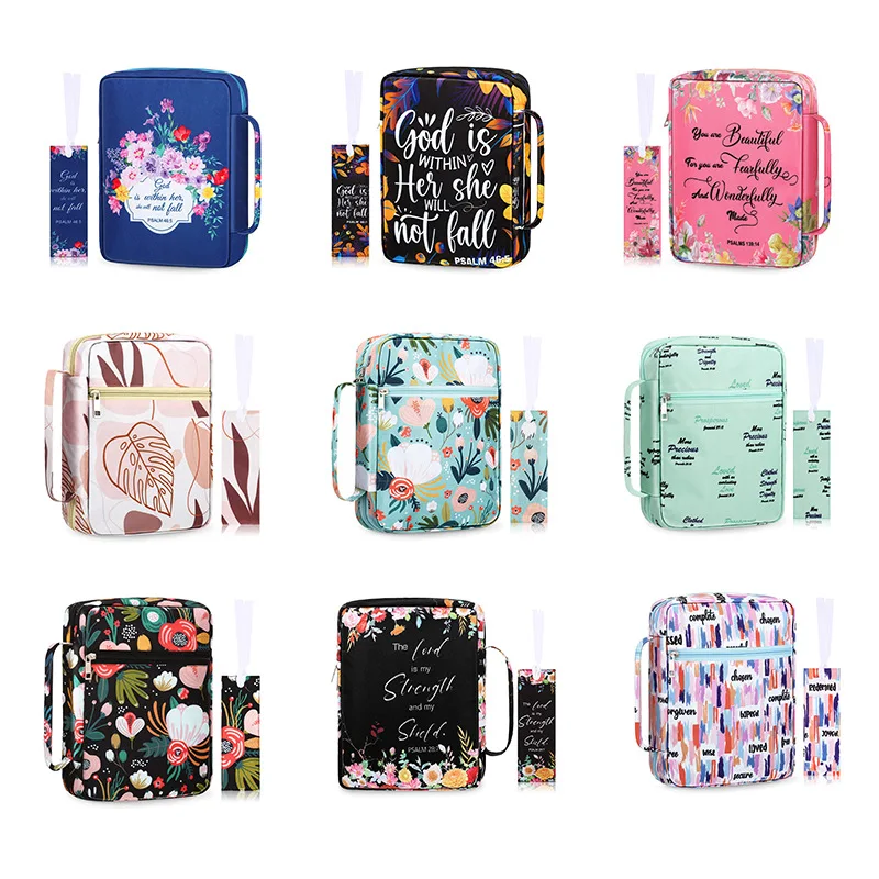 Printed Bible Bag Dustproof Mobile Phone Tablet Computer Data Book Cover Certificate Needle And Thread Multi-functional Storage
