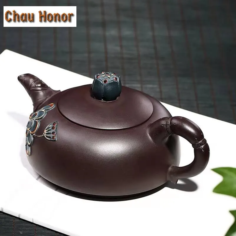 320ml Authentic Chinese Yixing Raw Ore Purple Clay Tea Pots Master Handmade Kung Fu Tea Set Tea Ceremony Accessories Gifts