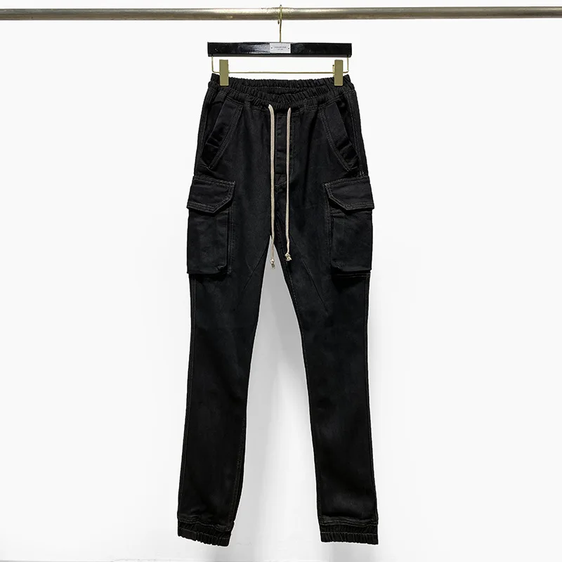 

Slim Fit Coated Jeans Casual Jeans for Men Women Jeans Large Pocket Drawstring Elastic Waist Slim Brush Wax Denim Pants