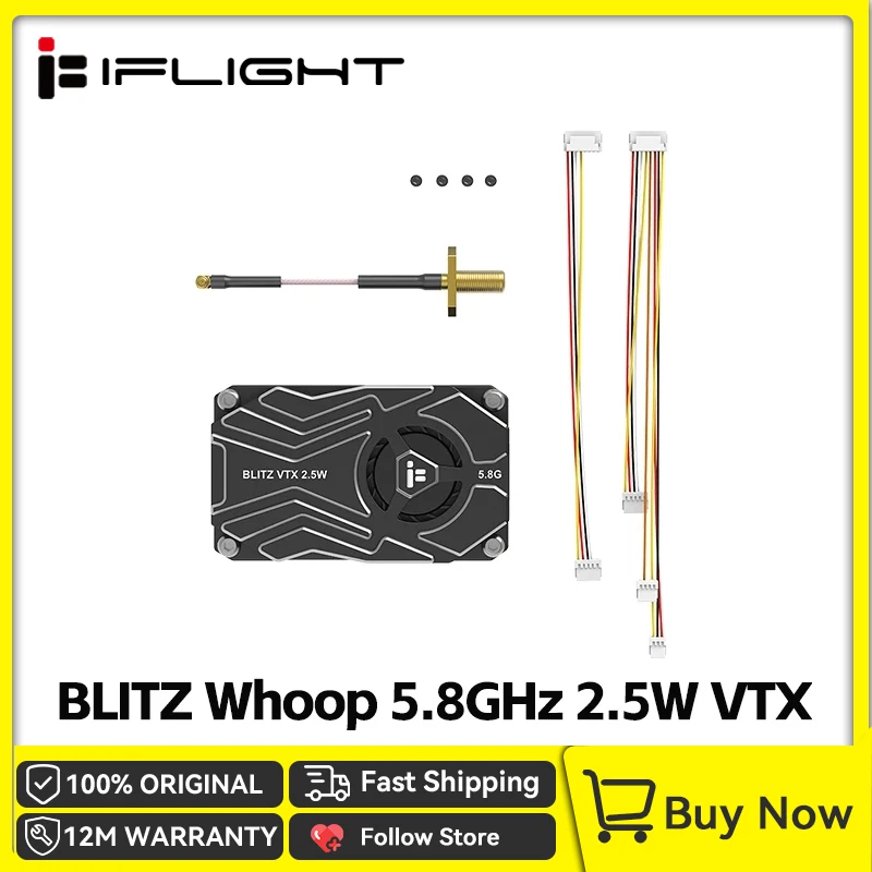 FPV VTX IFlight BLITZ 5.8G/ 2.5W/1.6W 40CH Raceband Built-in Microphone CNC Shell Cooling Fan 2-8S 25.5X25.5mm for RC