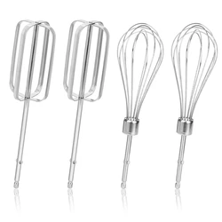 Stainless Steel Hand Mixer Beaters Attachments Set - 4 Piece Set with Two Styles - NONE (Silver)