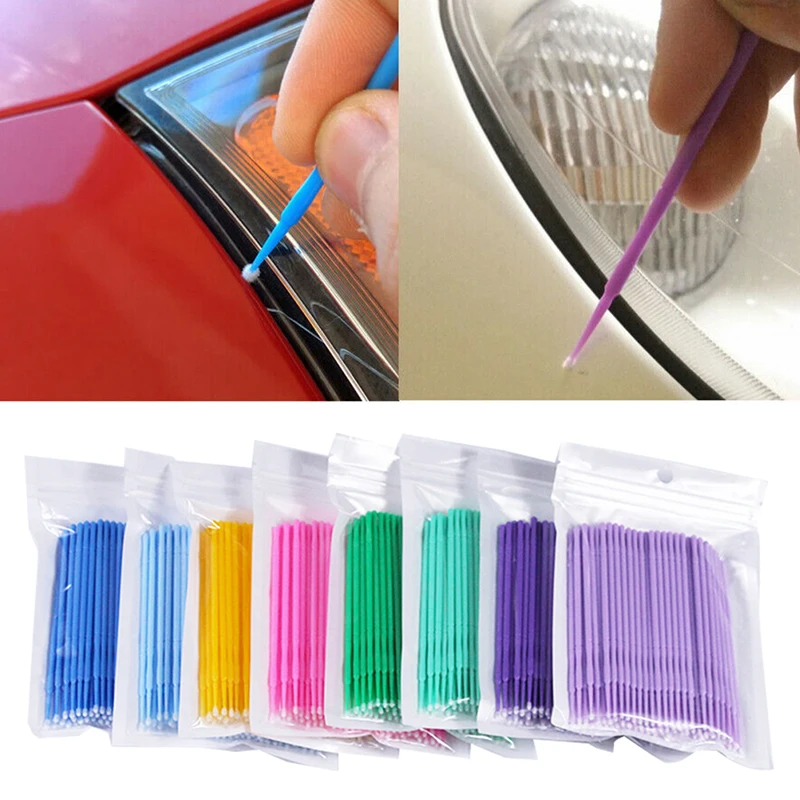 100pcs/lot Brushes Paint Touch-up Up Paint Tools Micro Brushes Tips Auto Mini Head Brush Car Parts Beauty Eyeliner Makeup Brush