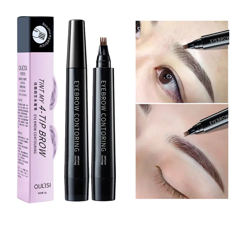 

Sdattor 2022 4 in 1 Eyebrow Pencil Waterproof Drawing Eye Brow Pencil Long Lasting Easy Color Eyebrow Pen Women Makeup Cosmetic