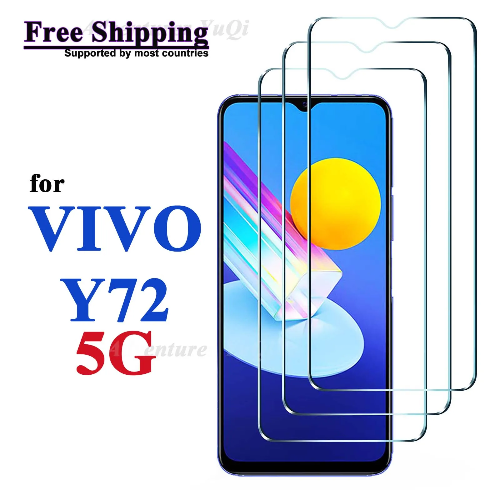 Screen Protector Voor Vivo Y72 5G, Gehard Glas Hd 9H Transparant Anti Kras Case Vriendelijk Gratis Verzending