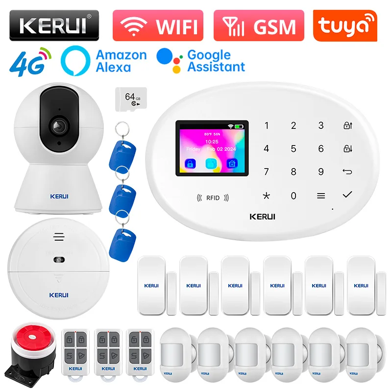 WIFI 4G+2G Home Security System Wireless House Alarm Panel with Battery Tuya Sma