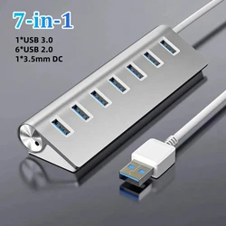 High-Speed Aluminum USB 3.0 Hub Docking Station with Multiple Ports (7 in 1)