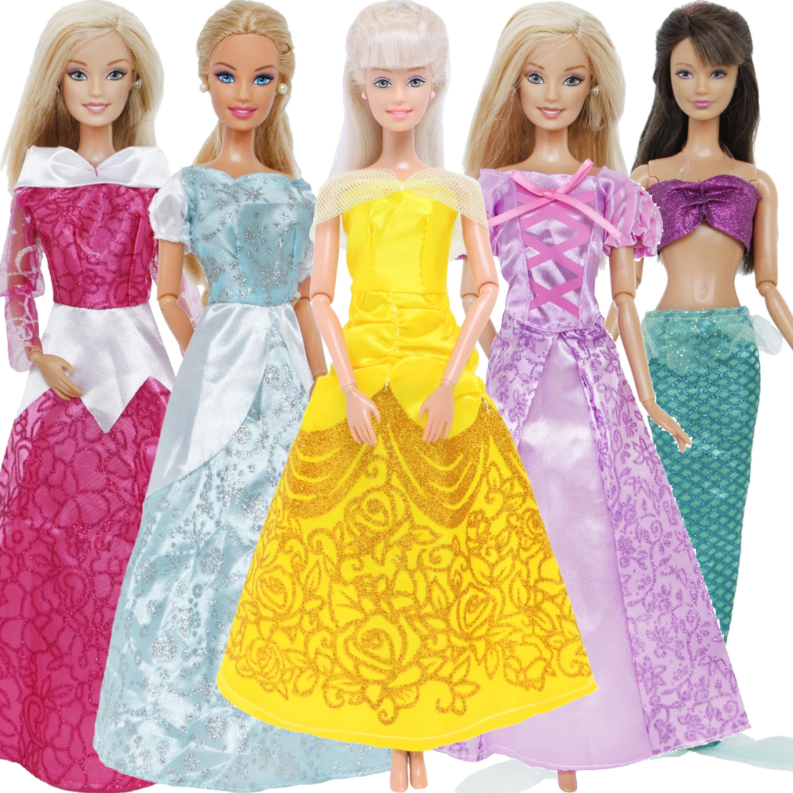 George Bernard Terugbetaling Fonkeling Barbies Princess Clothes Accessories | Barbie Dolls Clothes Accessories - 5  Pcs Dress - Aliexpress