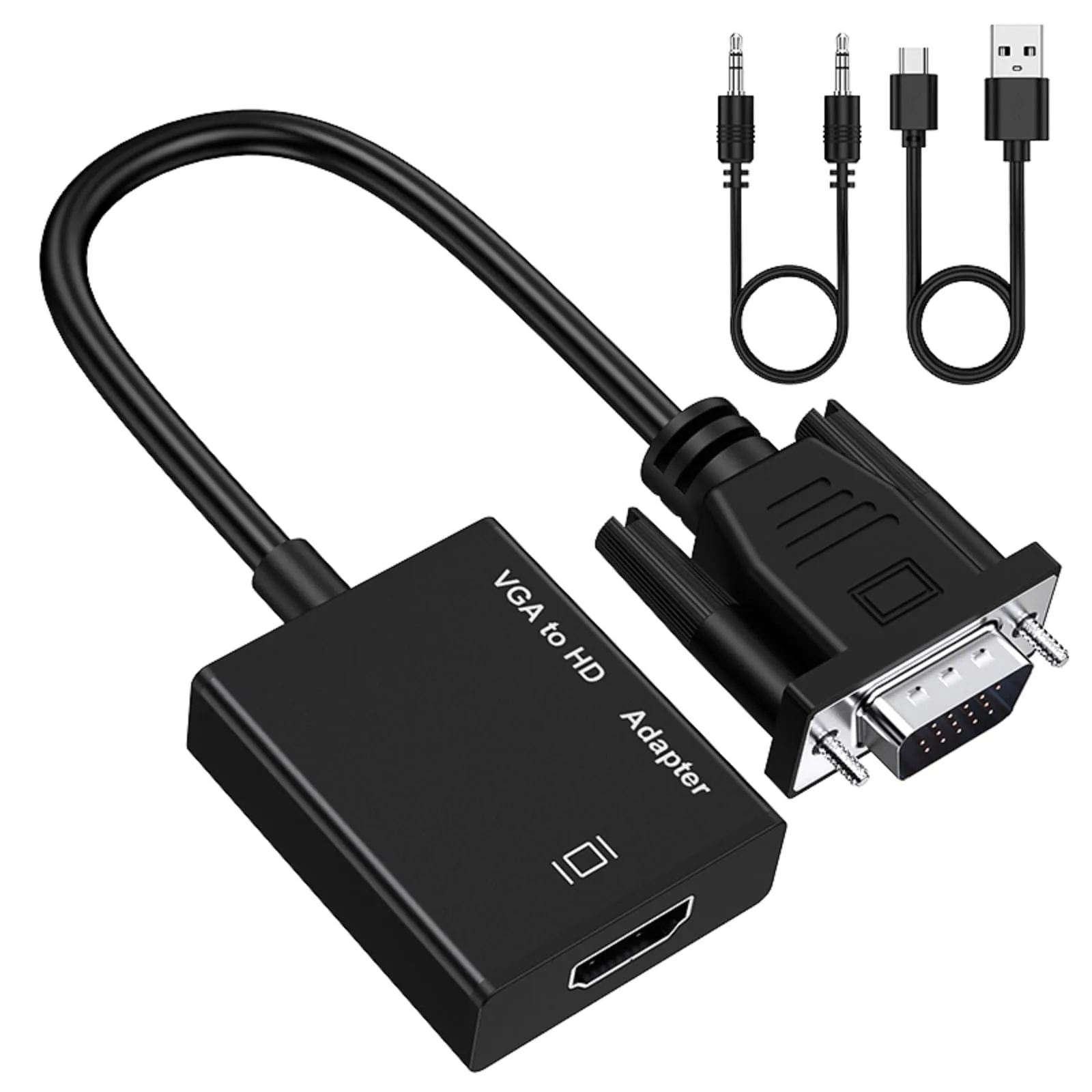 VGA to HDMI-compatible Adapter with 3.5mm Audio Input and USB Power ...