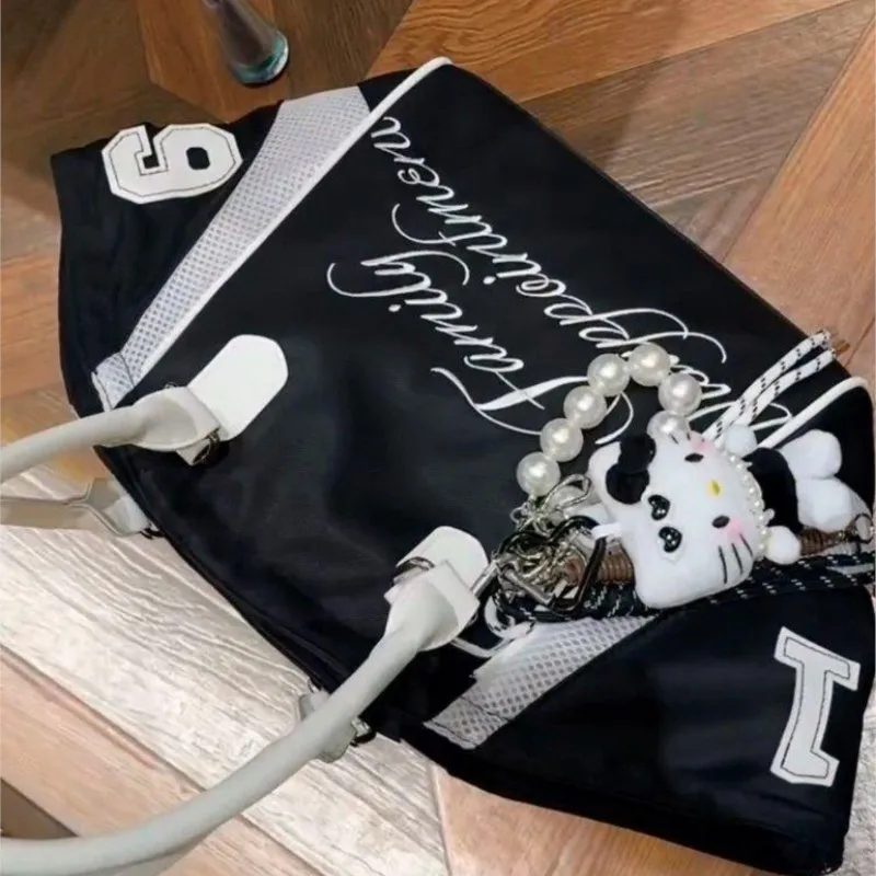 JIAERDI Sports Nylon Black Tote Bag Wallets Women Versatile Letter Casual Y2k Handbag Ladies Large Capacity Underarm Bag 2025