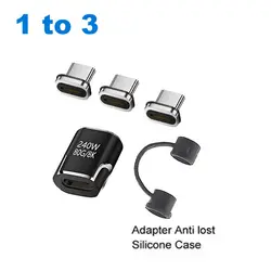 High - Speed Magnetic USB - C Adapter - 240W, 80Gbps Data Transfer, 8K Video & Fast Charging Compatibility (Black - 1 to 3)