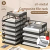 Laminated stackable tray desk organizer and desk holder for paper letter accessories Black, suitable for office and home school 1