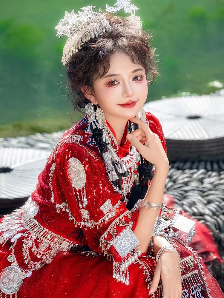 New Miao' S Girl Costume Miao Female Ethnic Style Tujia Hmong Village Travel Photography