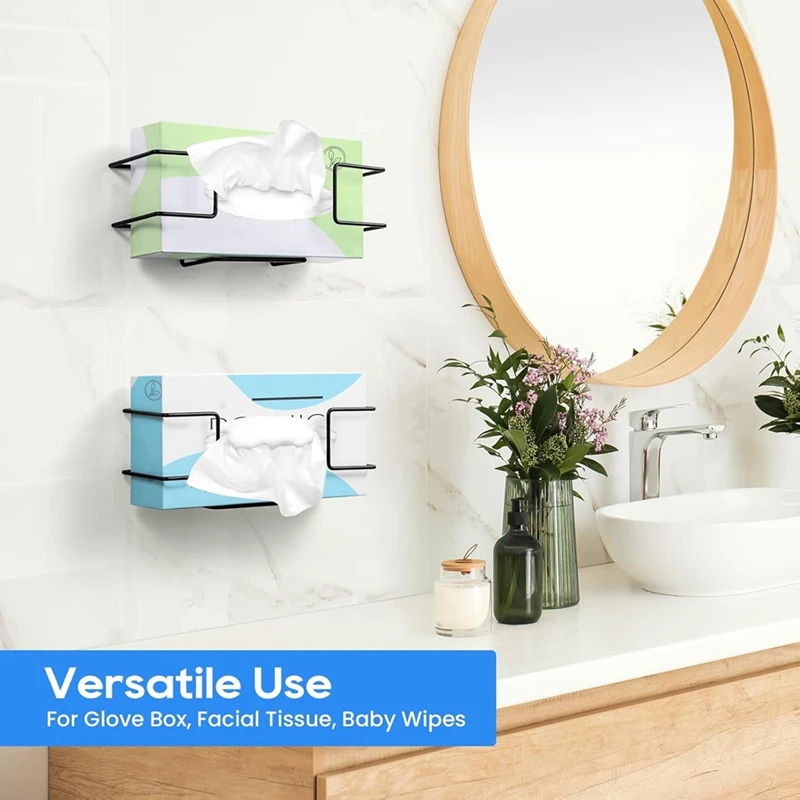 Glove Box Holder Wall Mounted Disposable Glove Dispenser, Metal Glove Rack For Rubber Glove Organizer Facial Tissue,2Pcs-AA26 2