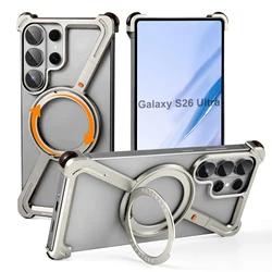 Oatsbasf Ultra Slim Phone Case with 360° Rotating Stand and Magnetic Shockproof Bumper - Galaxy S26 Ultra (Titanium)