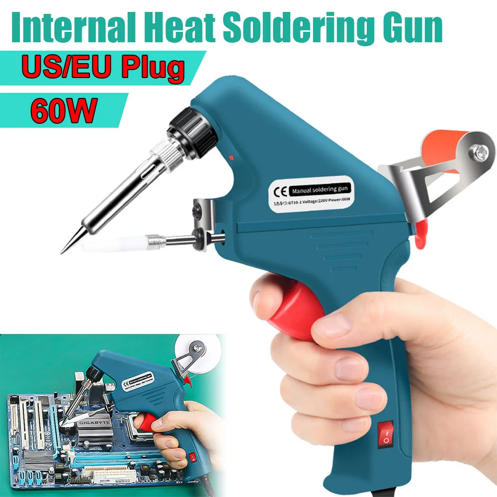 60W Soldering Iron Machine Soldering Gun Internal Heat Fast Thermal Soldering Iron Automatic Tin Feeding Machine Repair Tool st110 free shipping mini pneumatic vertical multi function heat transfer press thermal printing mug cup machine