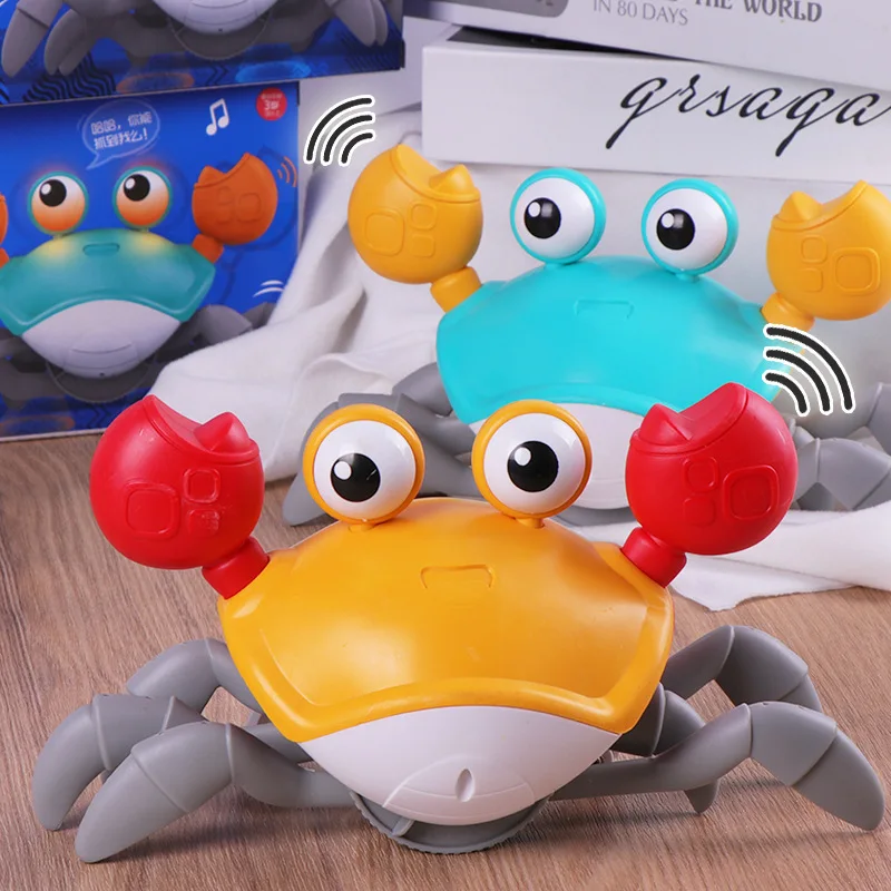 

Crawling Crab Baby Toys with Music LED Light Up Musical Toys for Toddler Automatically Avoid Obstacles Interactive Toys for Kids