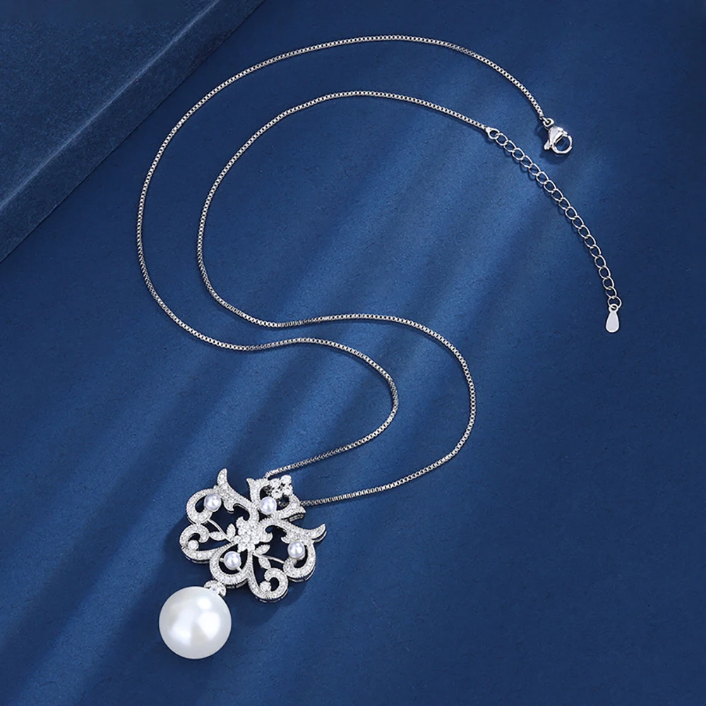 2023 New Luxury 16mm White Big Pearl Pendant Necklace for