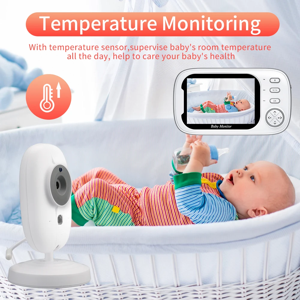 Wireless Baby Monitor Video Baby Monitor Camaroca Baby Monitor 2.4G Wireless With 3.5 Inch Security Camera 2 Way Audio Talk Night Vision Temperature Monitoring Baby Item