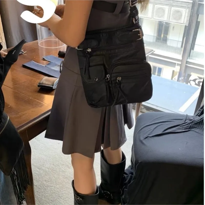 JIAERDI Vintage Black Shoulder Bags Women Hot Girls Leather Soft Pocket Messenger Bag Ladies Harajuku Aesthetic Handbag Female