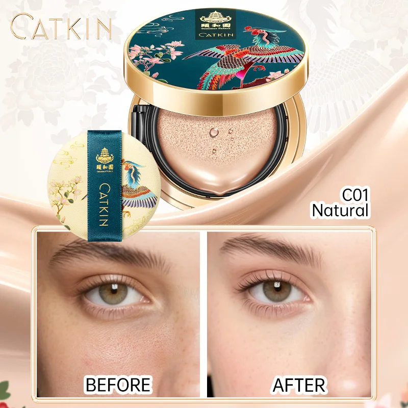 Catkin Phoenix Cushion Foundation Full Coverage, Sheer Satin Finish, Refill Included, Light Beige_voghion.com