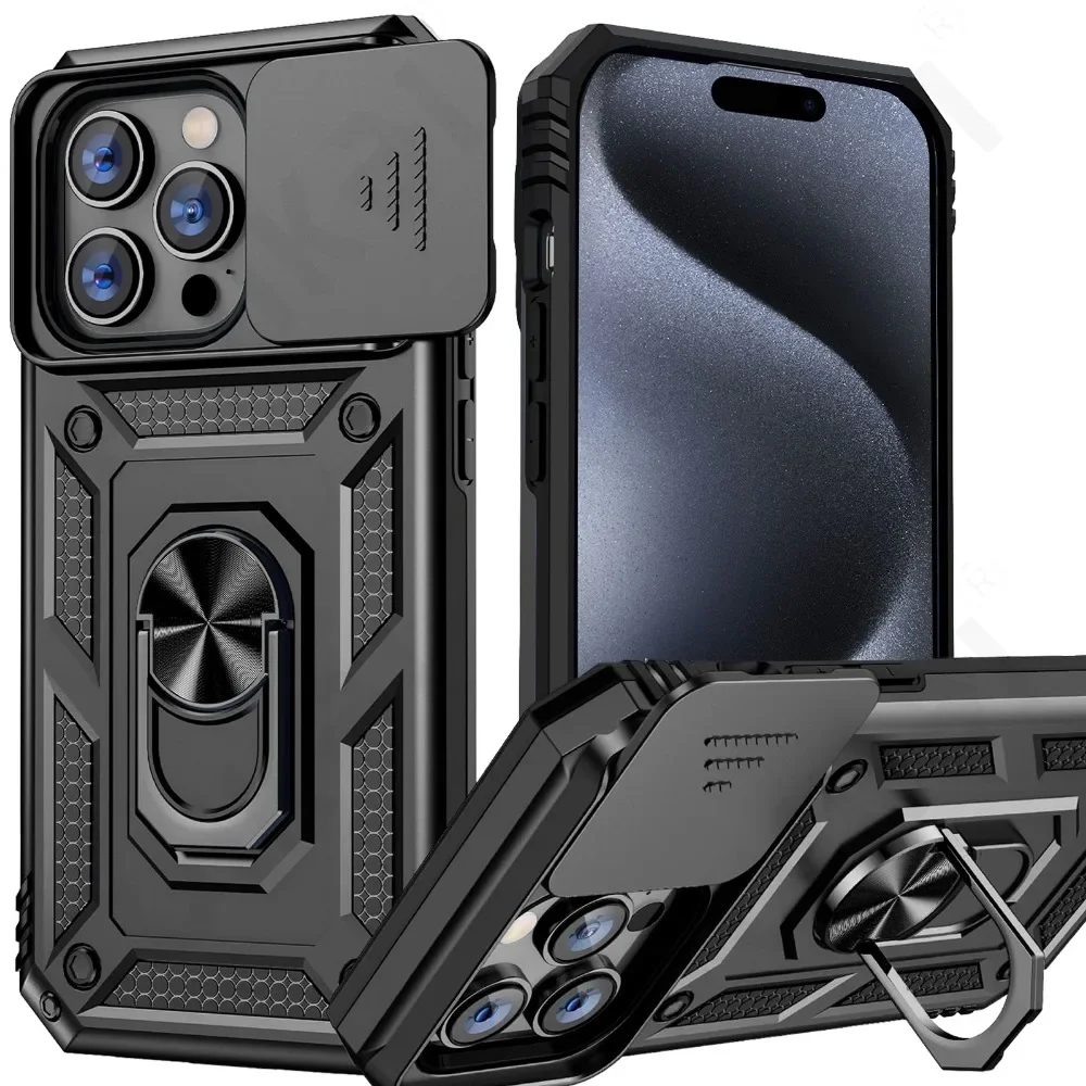 Rugged Kickstand Case with Slide Camera Protection and Drop Shockproof Design