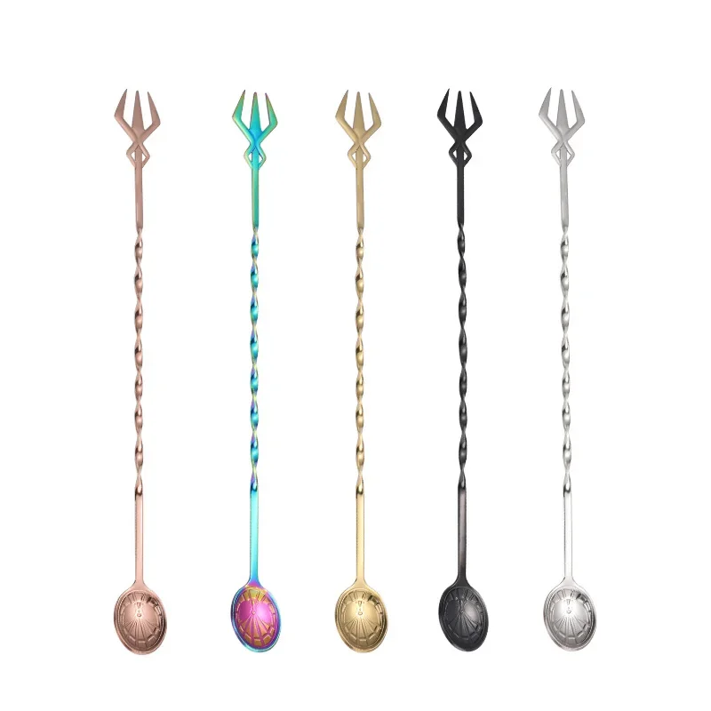 High Quality Stainless Steel Cocktail Spiral Spoons Drink Whisky Muddler Stirrer Twisted Bartender Mixing Spoon Bar Accessories