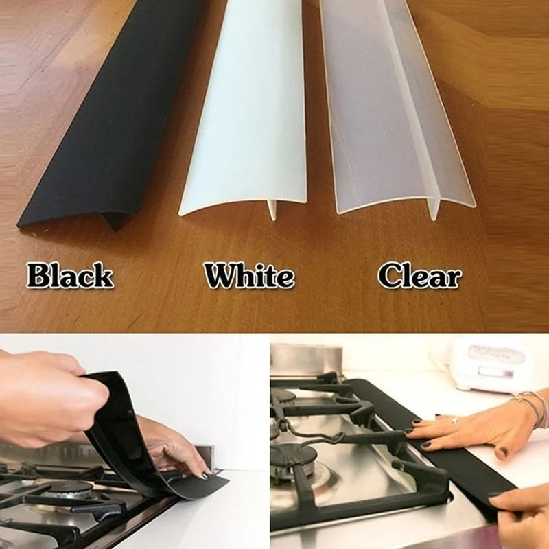 Silicone Stove Counter Gap Cover Oven Guard Spill Seal Slit Filler Kitchen Tool Protective Pad Inserts Against Oil Stains silicone seal strip