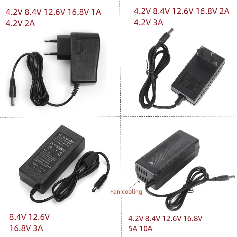 4.2v 8.4v 12.6v 16.8v 1a 2a 3a 5a 10a Charger Power Lithium Liion
