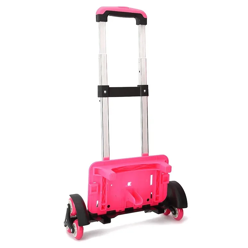 Children 2/6 Wheels Expandable Rod Aluminum Alloy Pull Rod Bracket Roll Cart Kid Trolley for Backpack and School Bag Luggage