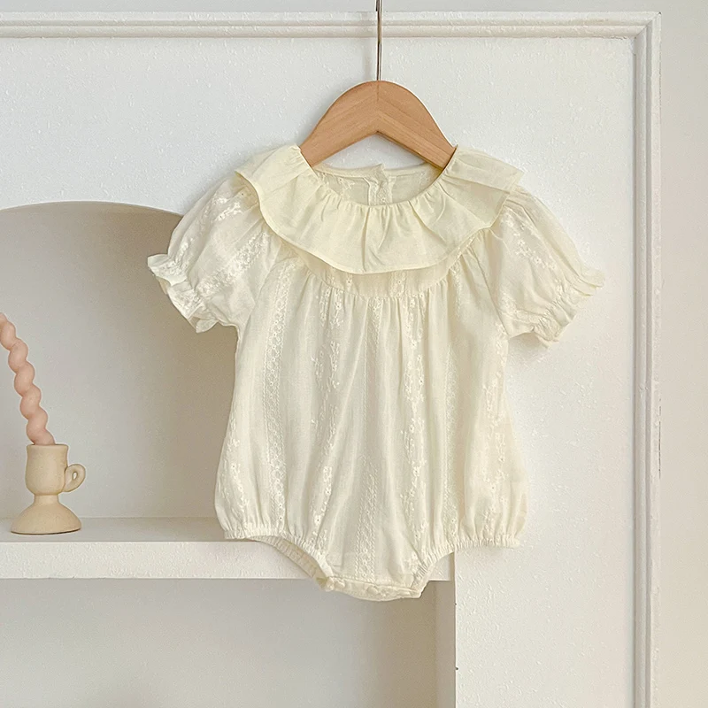 

Summer Baby Girl Clothes Newborn Baby Girls Casual Clothes New Short Sleeved Bodysuit Toddler Girls Cotton Embroidered Jumpsuit