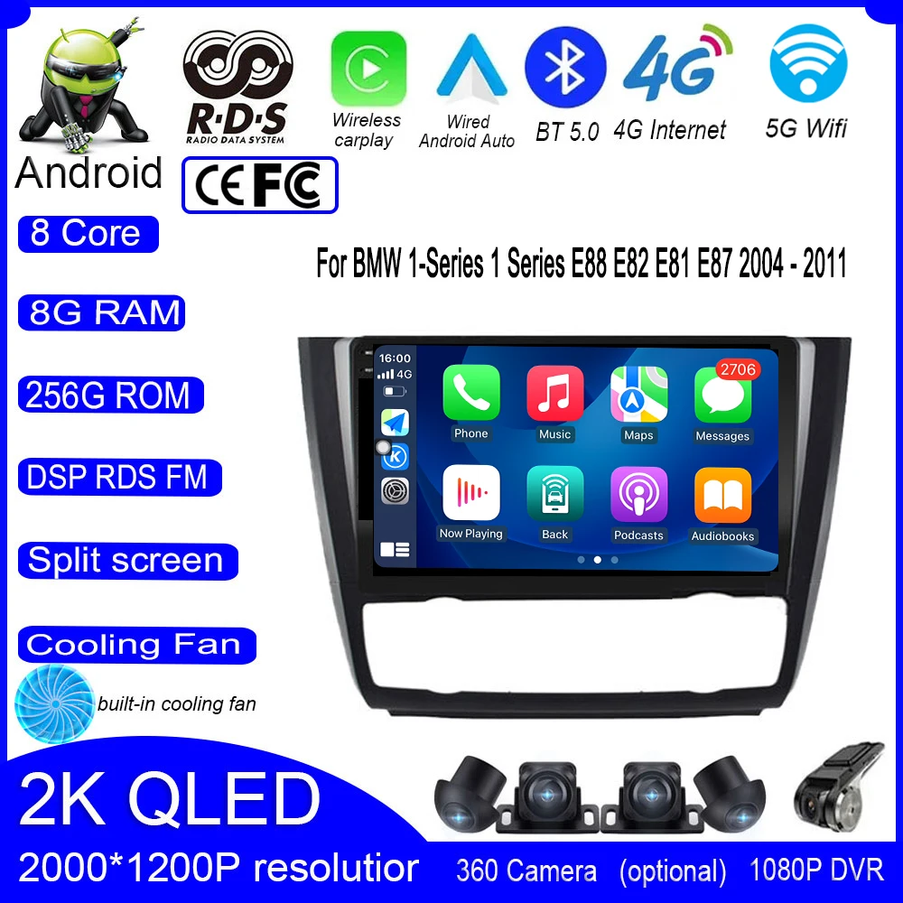 

9 Inch QLED DSP Android 13 For BMW 1 Series 1 Series E88 E82 E81 E87 2004-2011 Car Radio Video 4G WIFI Multimedia Navigation
