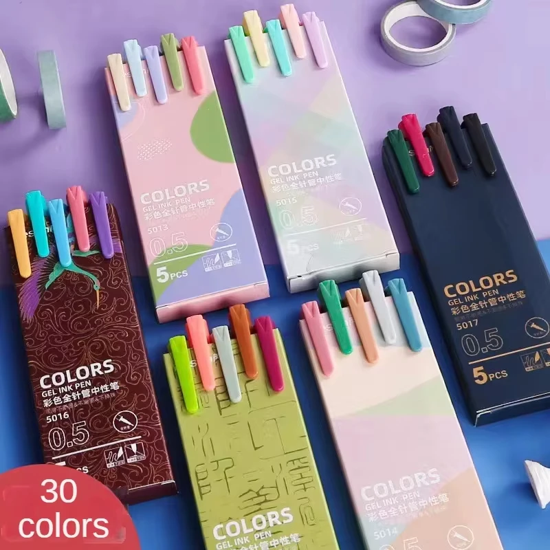 Gel Pens 30 Colors Hand Account Gel Pen Morandi Macaron Retro Color Gel Pen Ins Simple Student Only Japanese Style Notes Korean Stationer