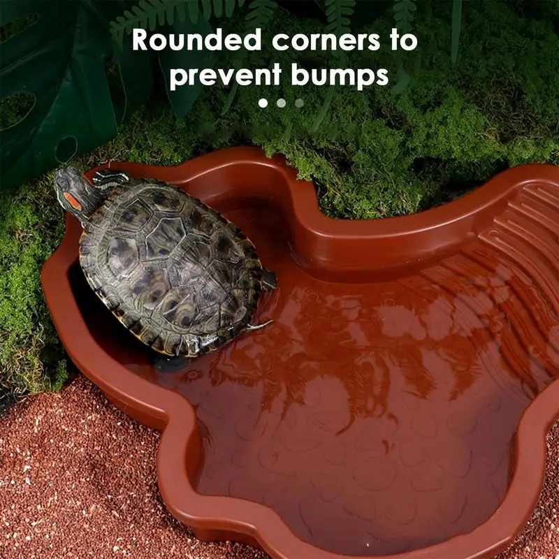 Reptile Bathing Tub Tortoise Water Dish With Ladder Turtle Pool Landscape Fish Tank Decoration For Gecko Turtle Bearded Dragon