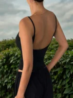 Women's Sexy Backless Spaghetti Strap Cami Top Stretchy Polyester Spandex Blend Slim Fit Sleeveless Shirt for Summer Party - Image 6