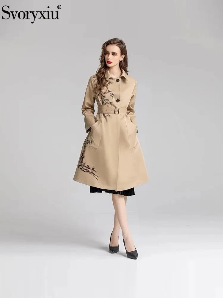 Svoryxiu-Fashion-Runway-Autumn-Winter-Floral-Print-Trench-Coats-Women-s ...