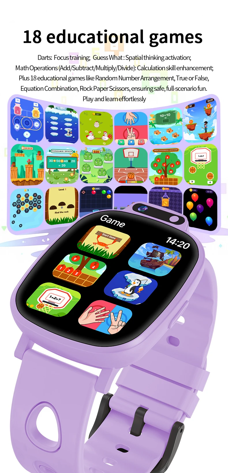 Kinder-Smartwatch H10 mit HD-Display, 12 Spielen, Kamera & Lernfunktionen – für Mädchen & Jungen