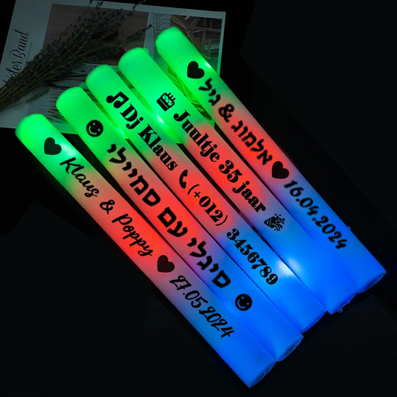 12/15/30/60Pcs RGB LED Glow Bulk Party Supplies Colorful LED Glow Sticks Foam Stick Cheer Tube Dark Light Birthday Wedding glow sticks