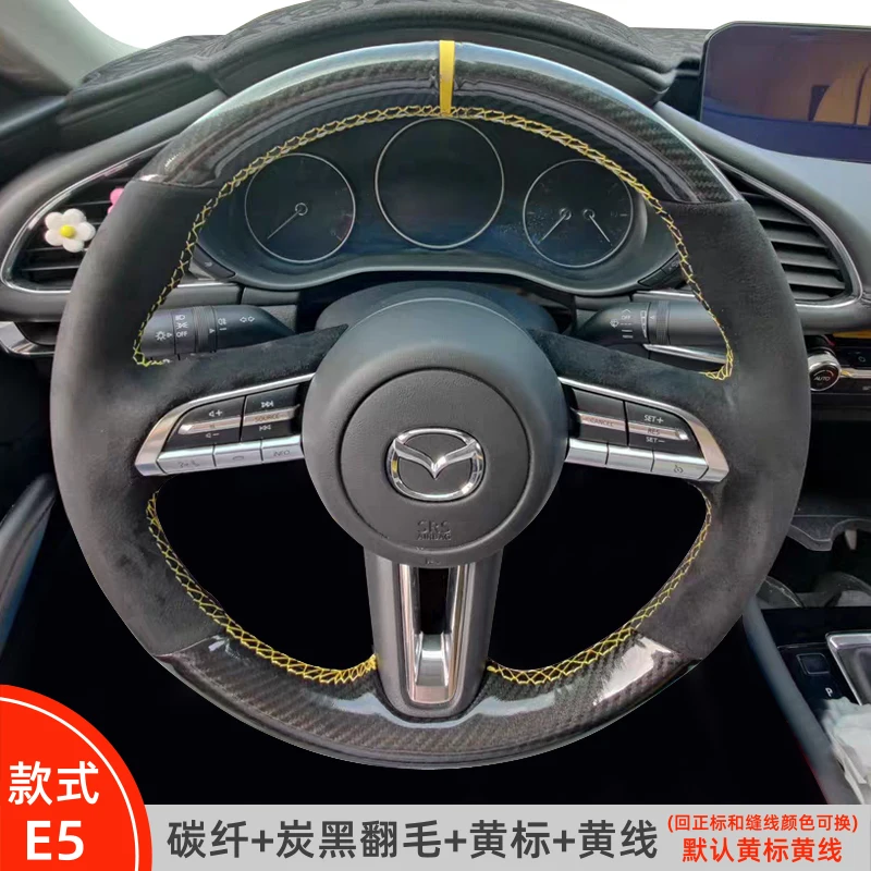 

Custom carbon fibre Leather Car Steering Wheel Cover For Mazda 3 Axela 2019 2020 CX-30 2020 MX-30 2020 Interior Accessories