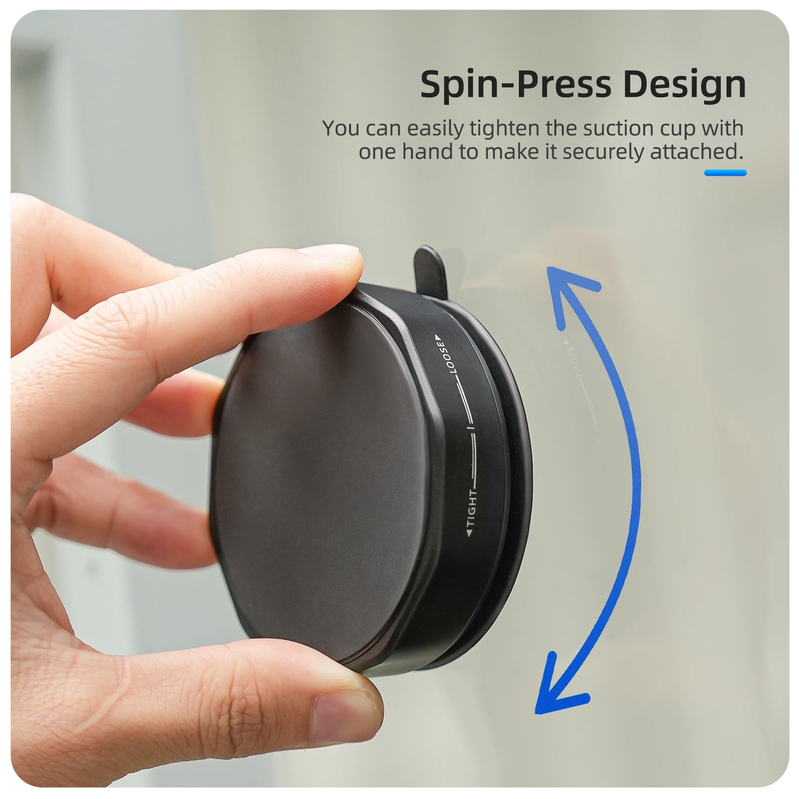 Ventouse rotative pour GoPro et caméras action, détail de la rotation à 360 degrés.