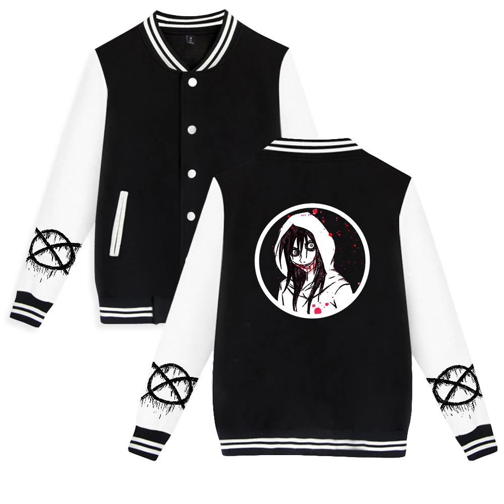 

Creepy pasta Print Autumn Winter Holiday Preppy Unisex Youthful vitality Clothes Chic Style Baseball Uniform