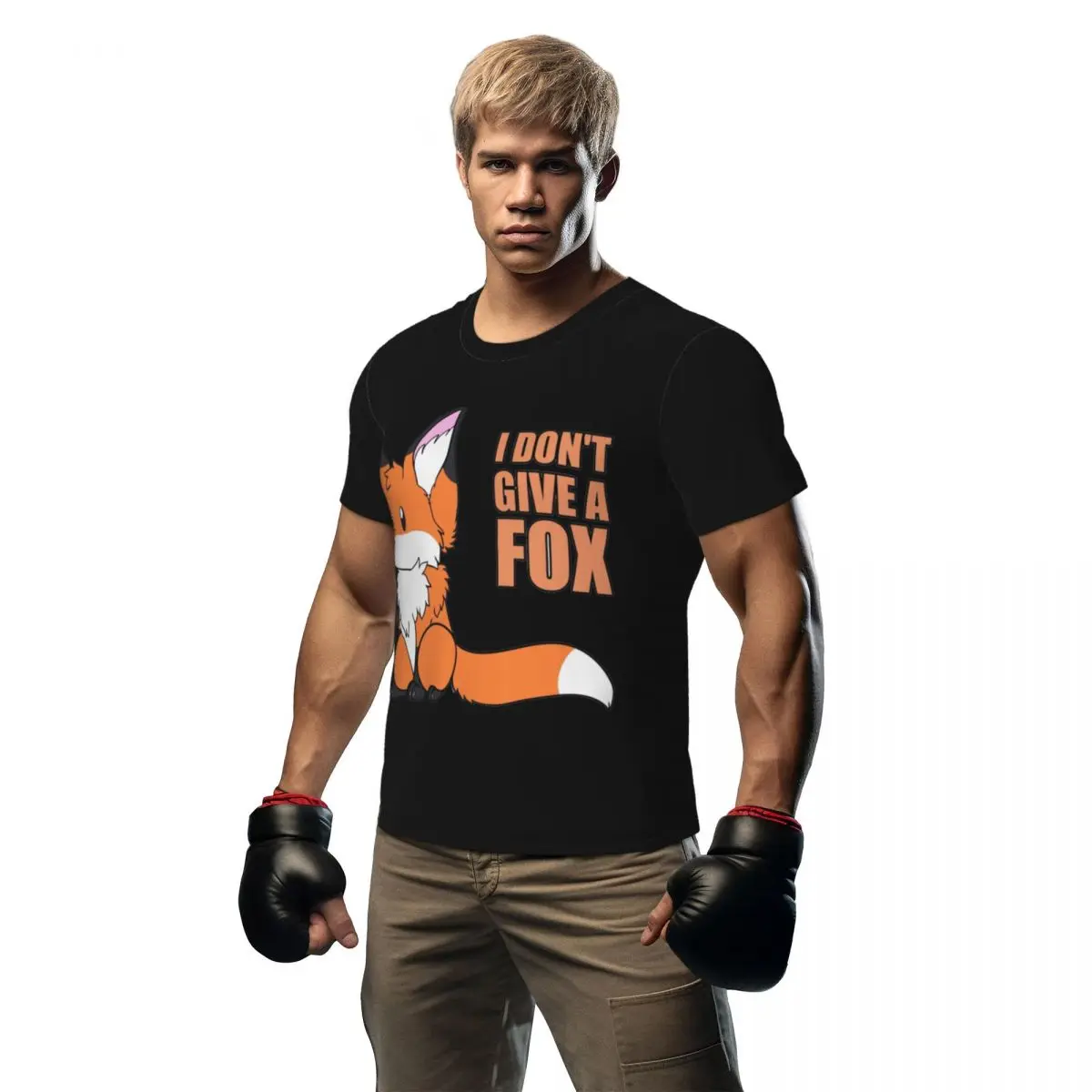 

I Don't Give A Fox Gym T Shirt Kawaii Animal Essentials T-Shirts Male Streetwear Tee Shirt Beach Short Sleeve Printed Clothing