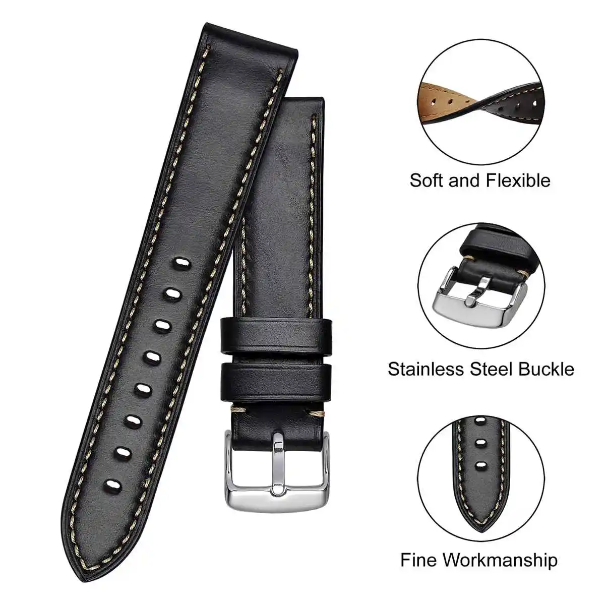BISONSTRAP Horween  ð , ǹ Ŭ Ʈ,   Ƽ ո , 18mm, 19mm, 20mm, 21mm, 22mm, 23mm, 24mm