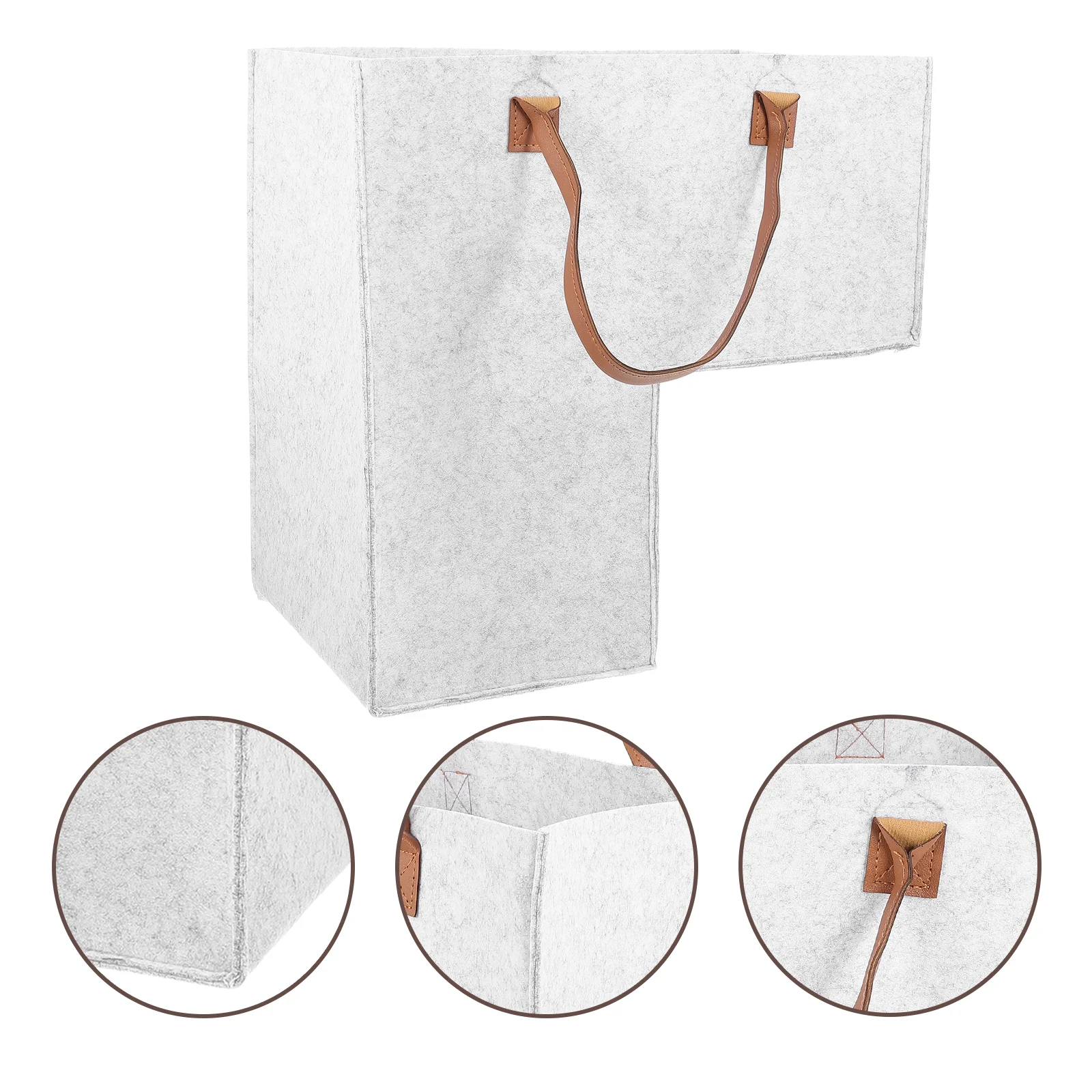 

Stair Baskets Wooden Stairs Leather Handles L-Shape Step Basket Foldable Storage Organizer