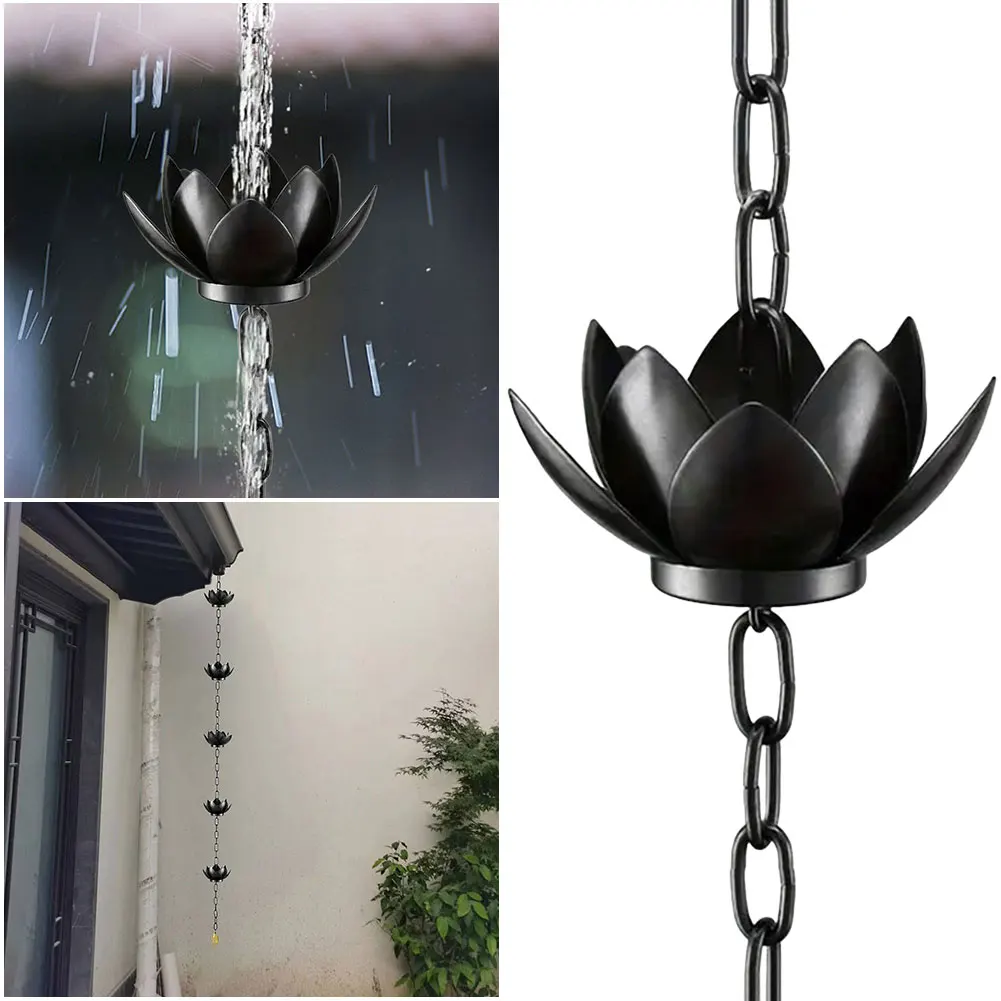 Lotus Rain Chain Decorative Rain Chain Outdoor Garden Hanging Rain Catcher Cups for Gutters Downspouts Outside