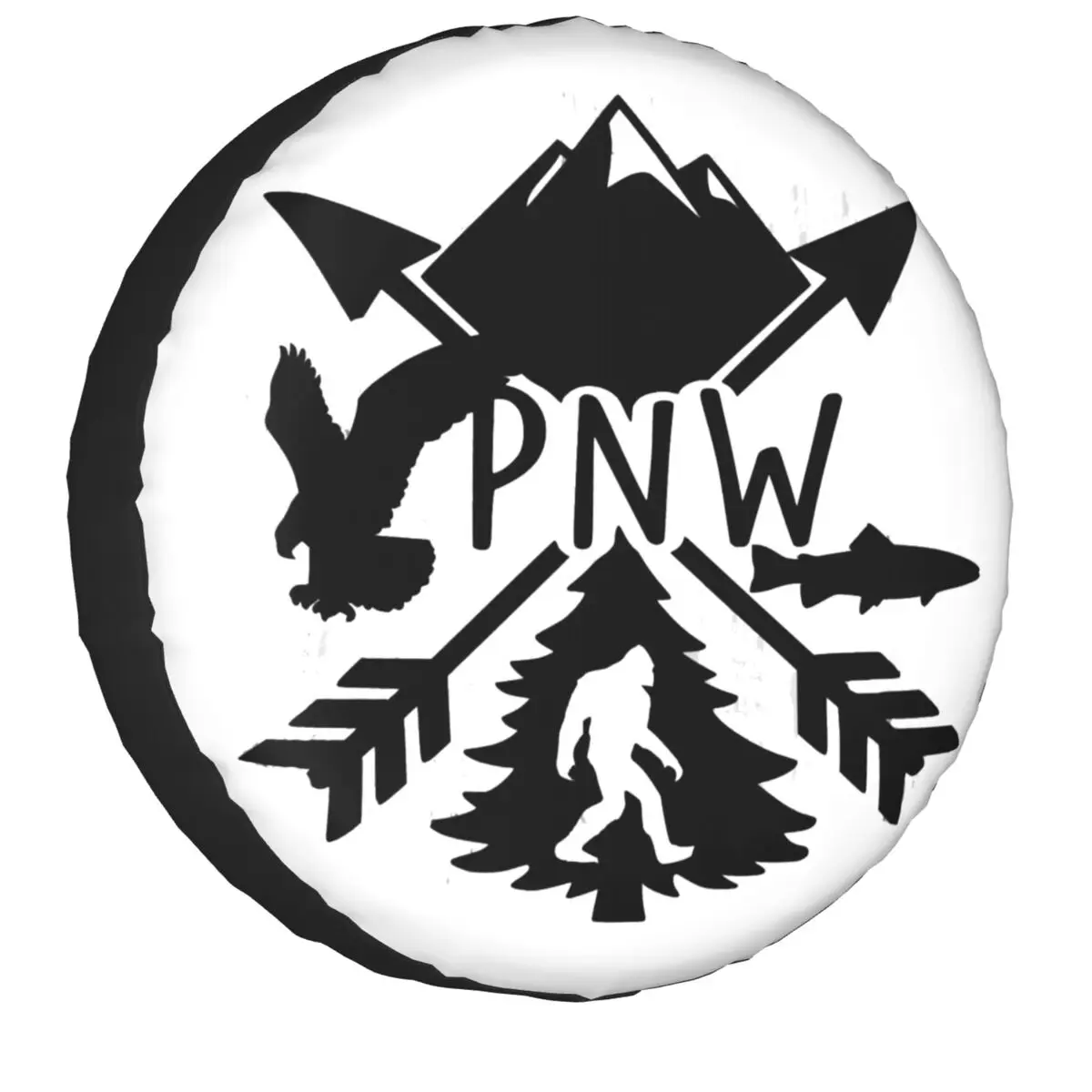 

PNW Eagle Bigfoot Spare Tire Cover for Jeep Honda SUV RV Camper Car Wheel Protectors Accessories 14-17 Inch