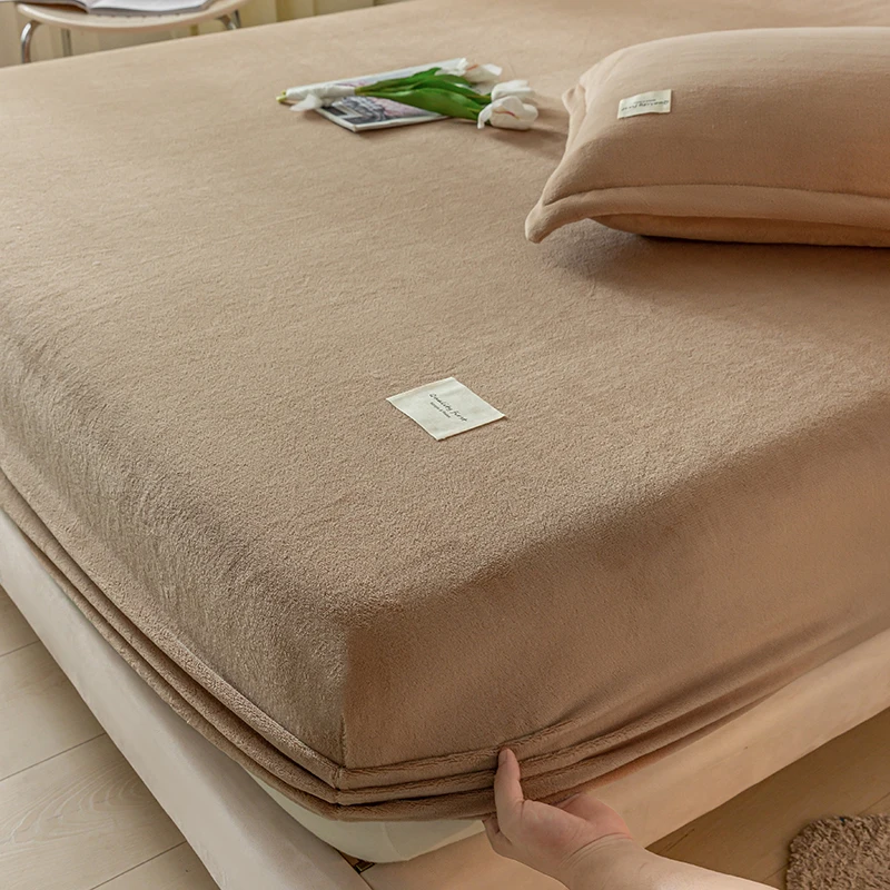 Thermal Velvet Bed Sheets Plush Fabric Mattress Cover For Winter Bed Cover Bed Bed Linen Set For Single Double King Queen Bed 3