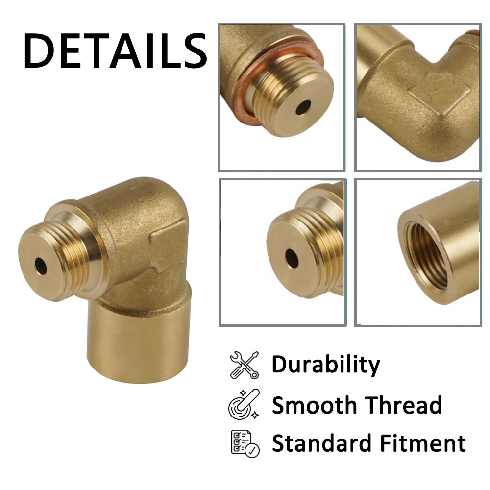 Universal Brass Fitting M18 x 1.5 Connector Plug Kit P0420  P0430 Exhaust 90 Degree O2 Oxygen Sensor Spacer Extender Tools